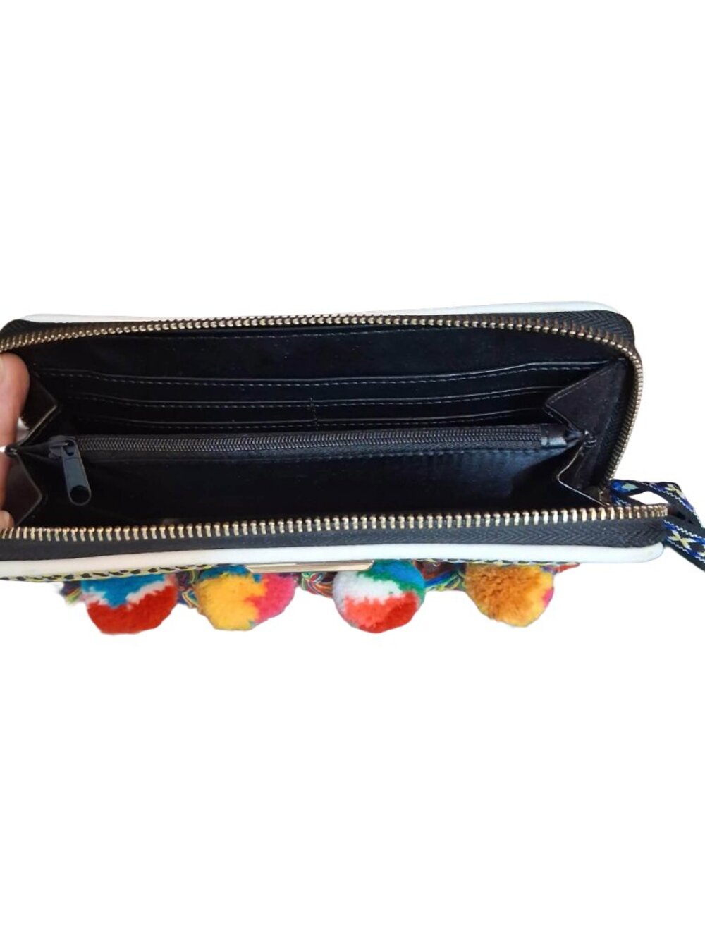 River Island Pom Pom Tassle Zip Around Purse - Picture 4 of 5